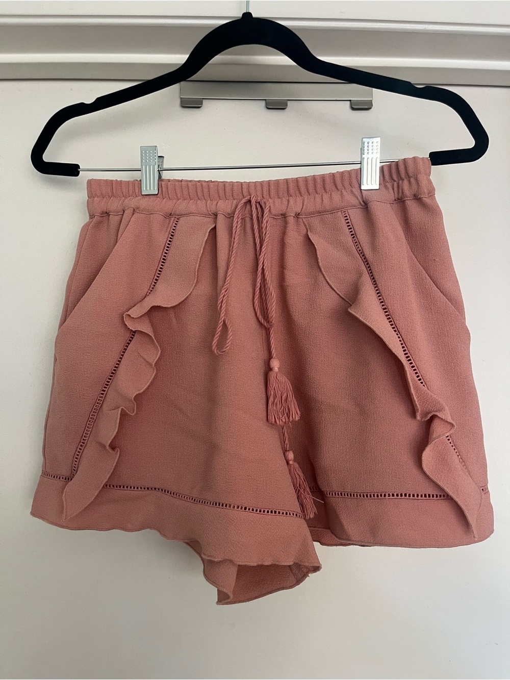 Ruffled Tie-Waist Women's Shorts - Dusty Rose